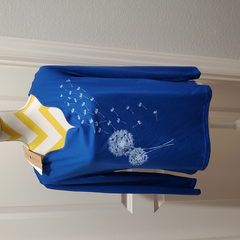 NEWWomen's top by TENDENCY, Royal Blue, Long sleeve, V-Neck